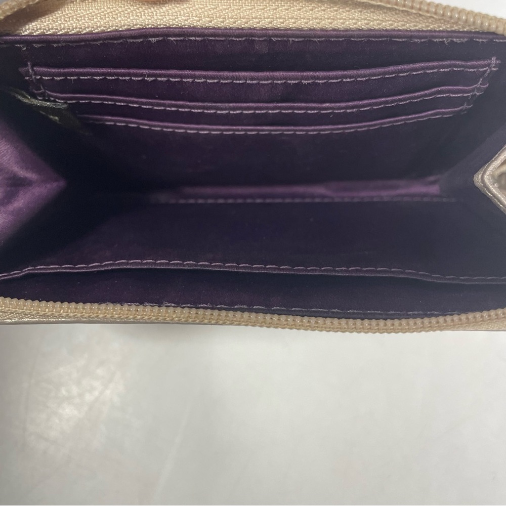 Coach Gold Leather Metallic Wallet Wristlet Zip-Around Small Clutch Handbag - Picture 3 of 3